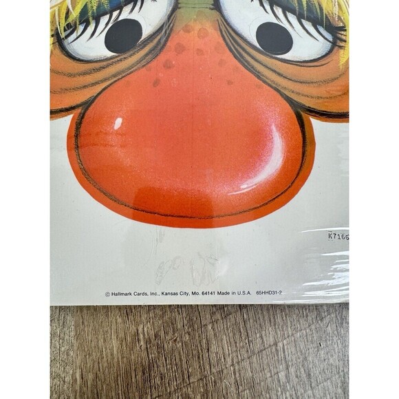 Vintage Hallmark Halloween Paper Face Mask ‘Gus Goblin’ Clown Hobo USA Made - Picture 4 of 7
